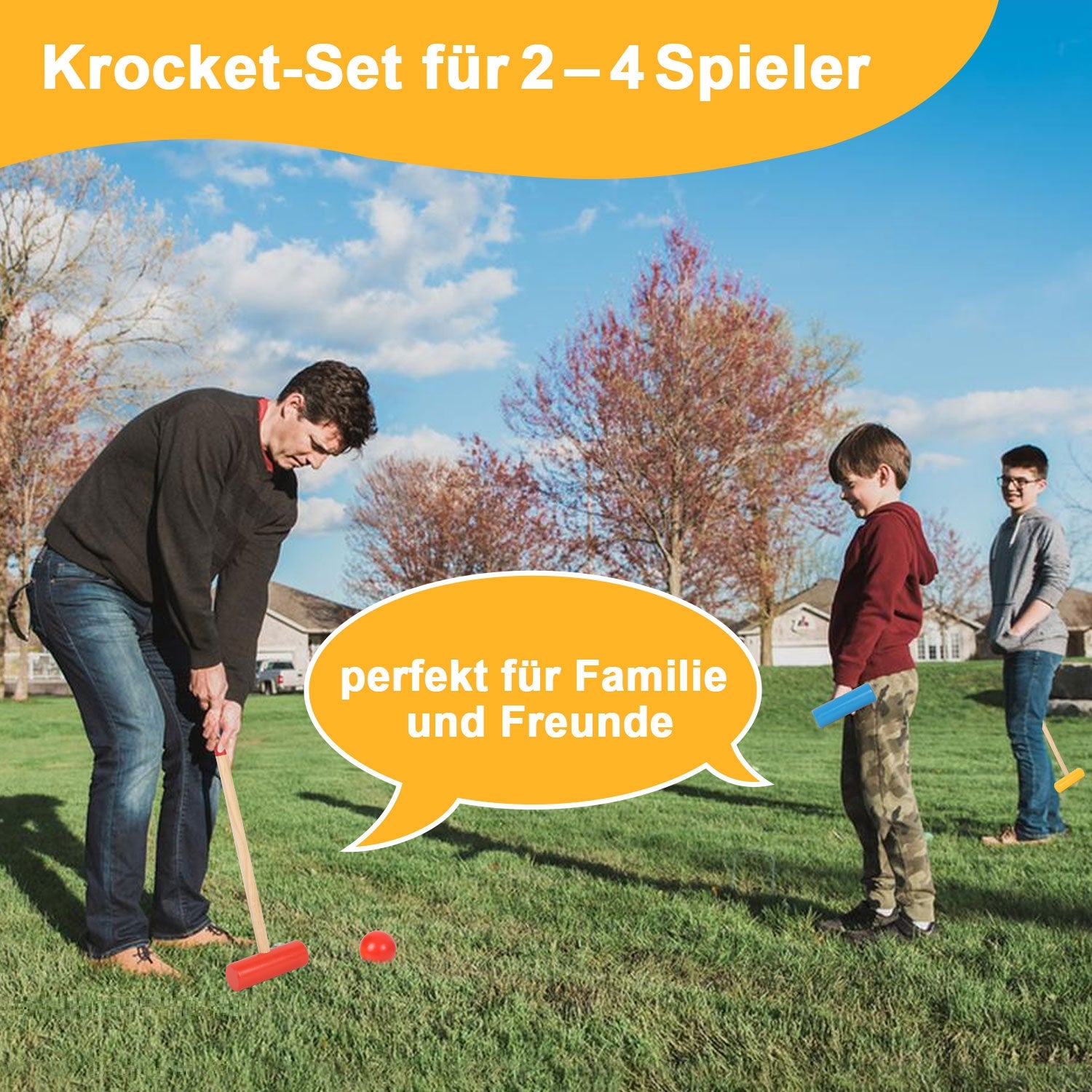 Cosmo Go Krocket Spiel 2-4 Spieler Croquet Set