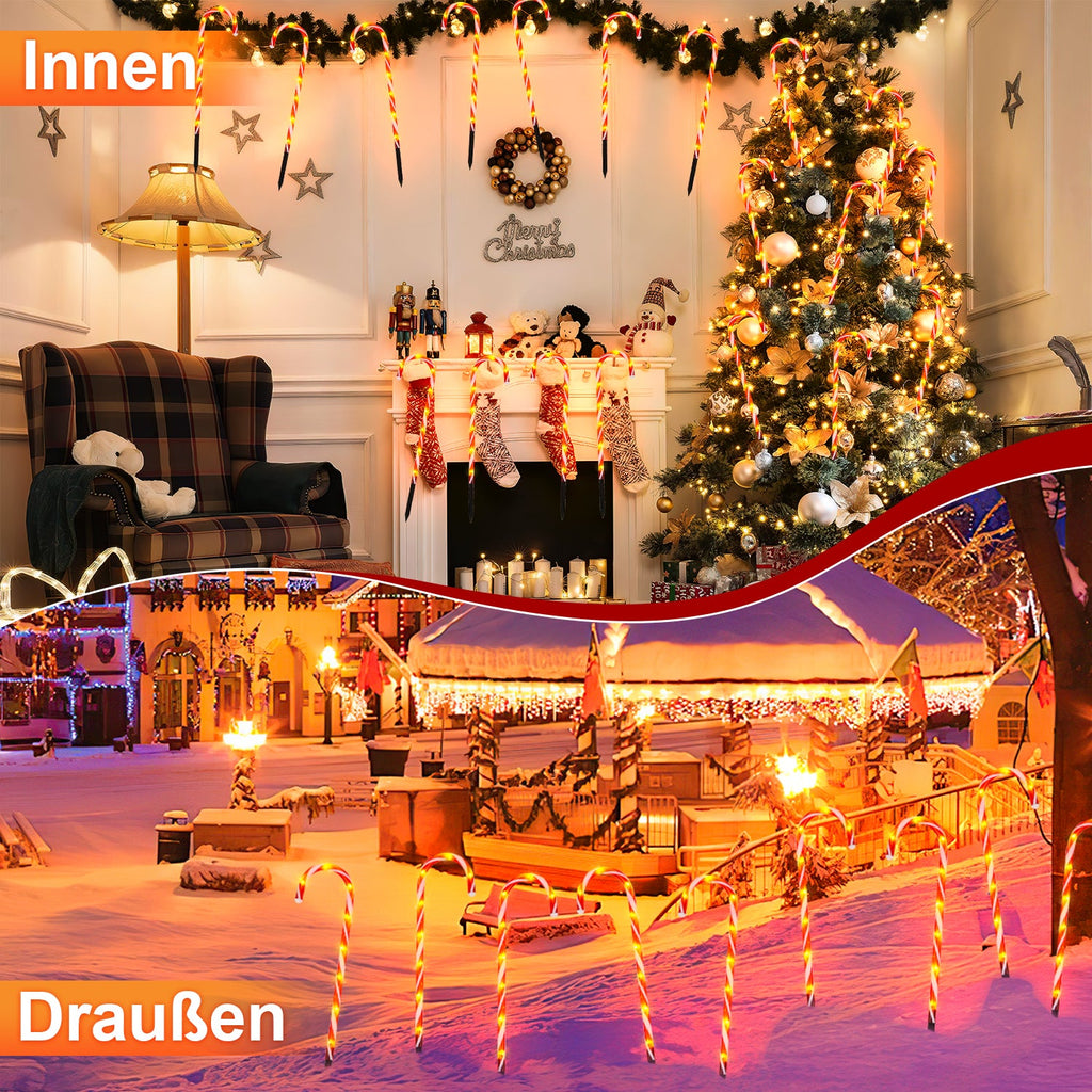 Cosmo Go 4x LED Zuckerstangen Weihnachtsdeko Außenleuchte