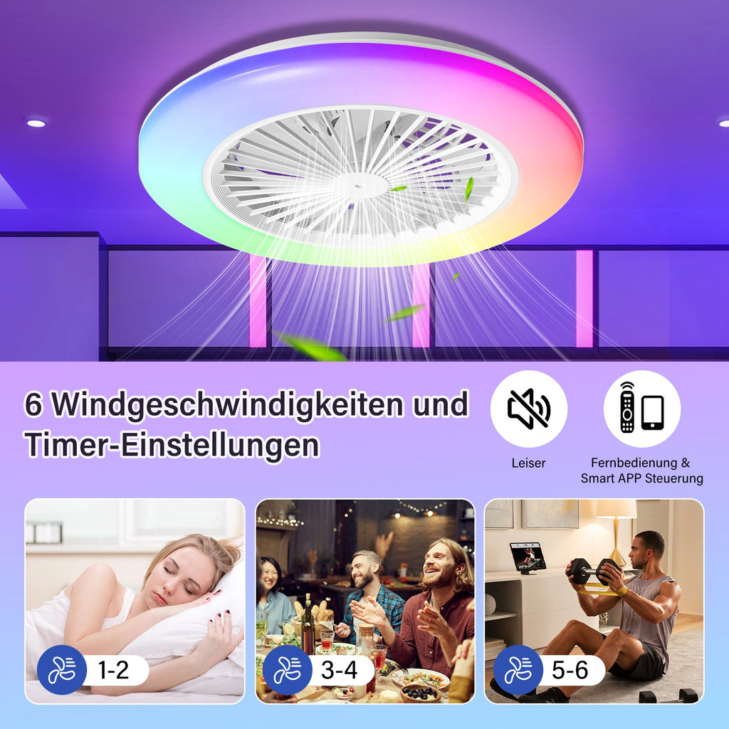 Cosmo Go Deckenventilator mit Beleuchtung RGB mit Fernbedienung