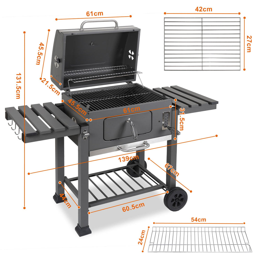 Cosmo Go Holzkohlegrill BBQ XXL Smoker mit Deckel