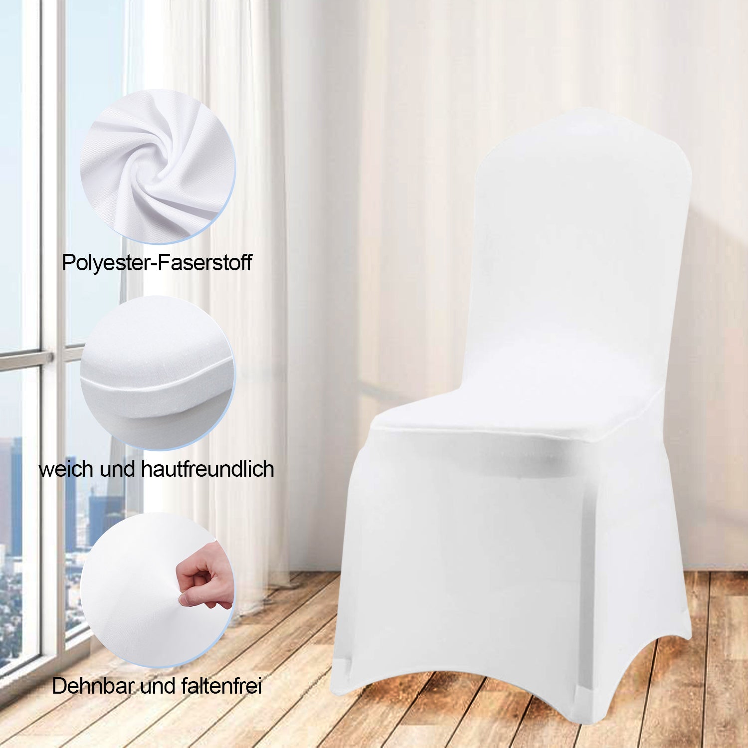 Cosmo Go Universell Stuhlhussen Elastik Weiß