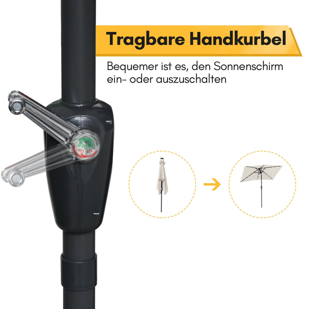 Cosmo Go Sonnenschirm 210x140 / 300x200cm Rechteckig mit LED Solar