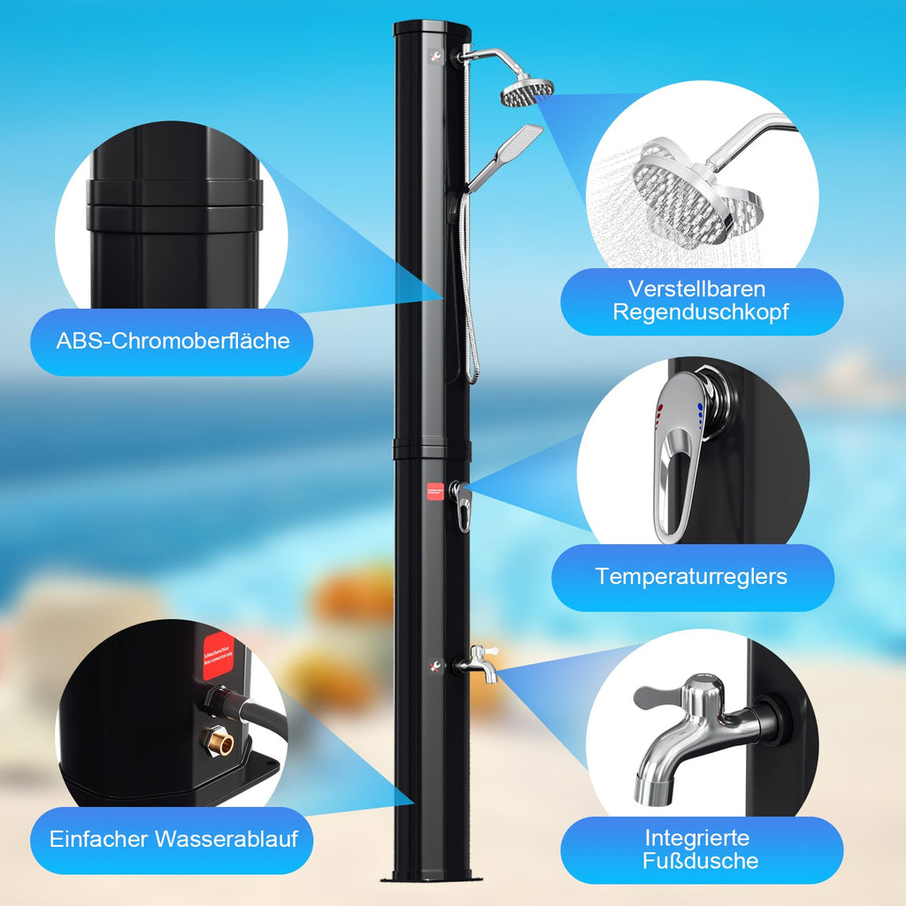 Cosmo Go 40L Solardusche Gartendusche Inkl. Schutzhaube und Handbrause