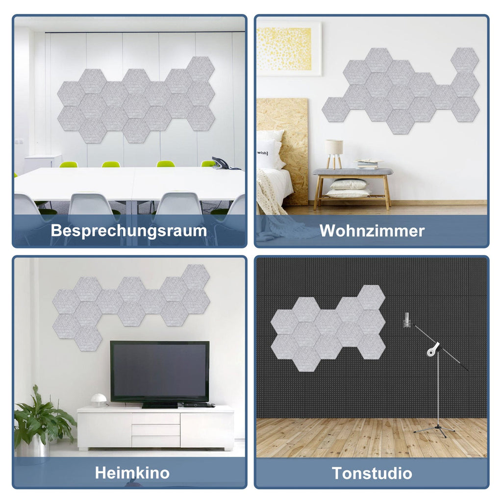 Cosmo Go Akustikplatten Wandpaneele Selbstklebend 12/18 Stück Hexagonal Schlieren