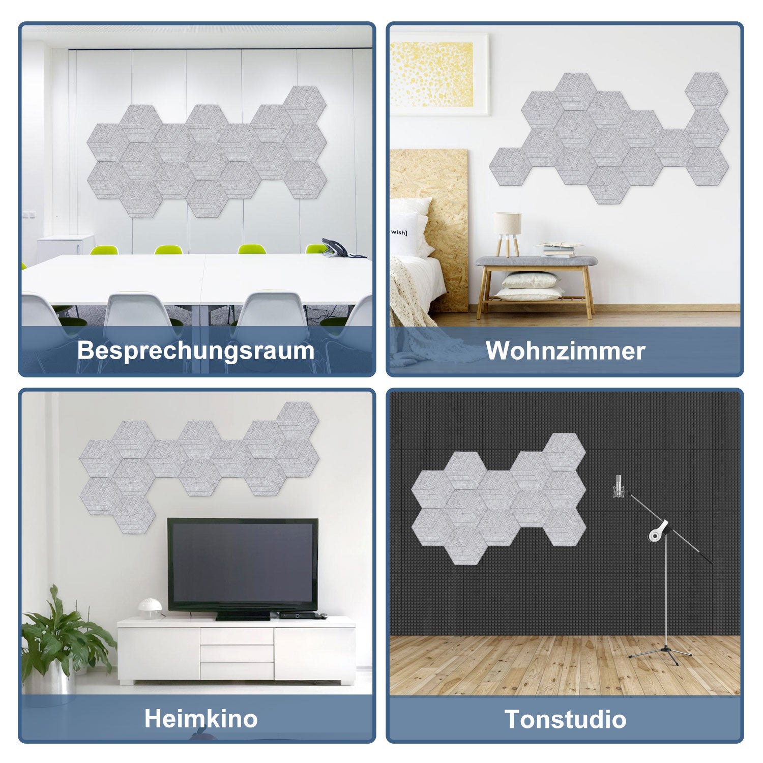 Cosmo Go Akustikplatten Wandpaneele Selbstklebend 12/18 Stück Hexagonal Schlieren