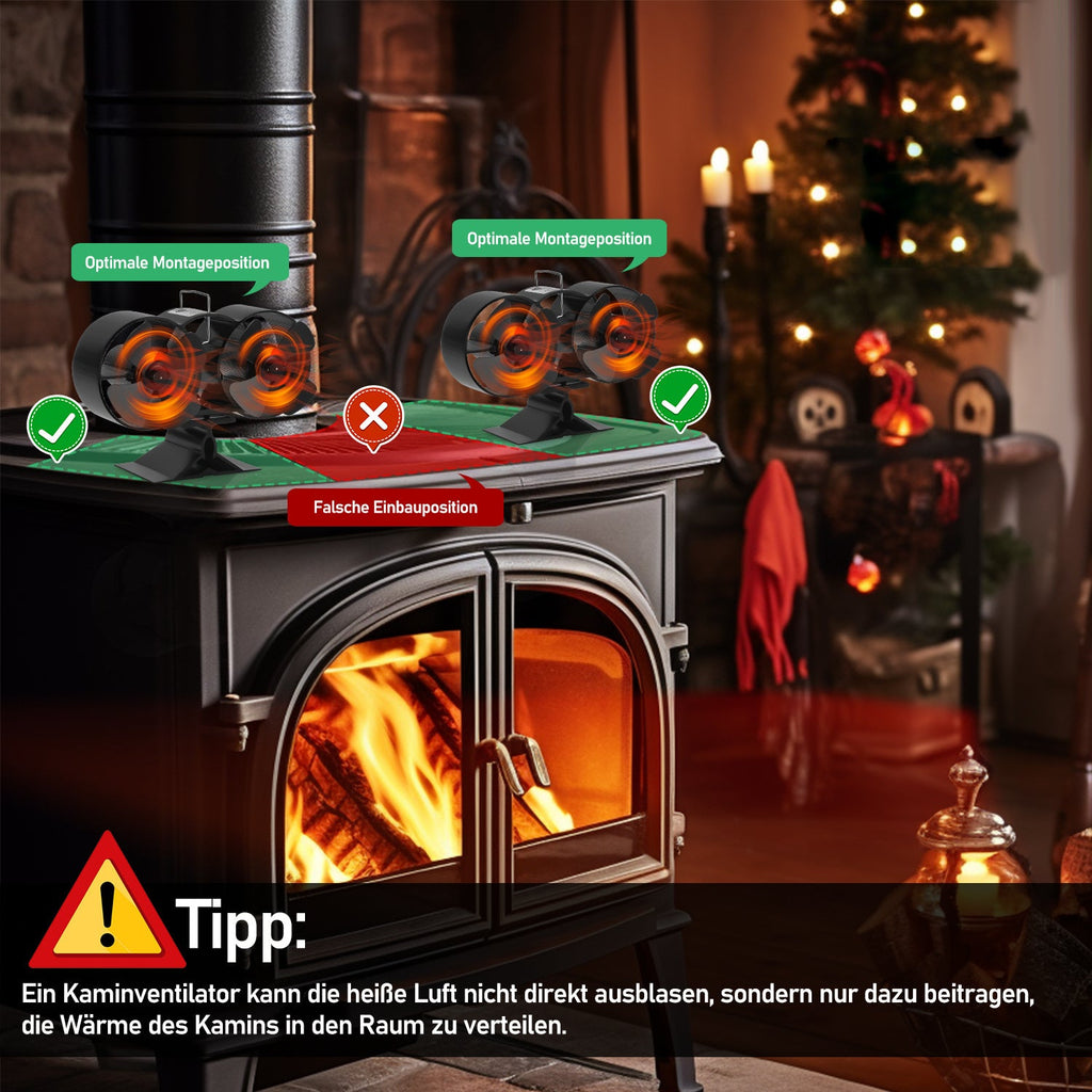 Cosmo Go 8 Blättern Kaminventilator mit Thermometer