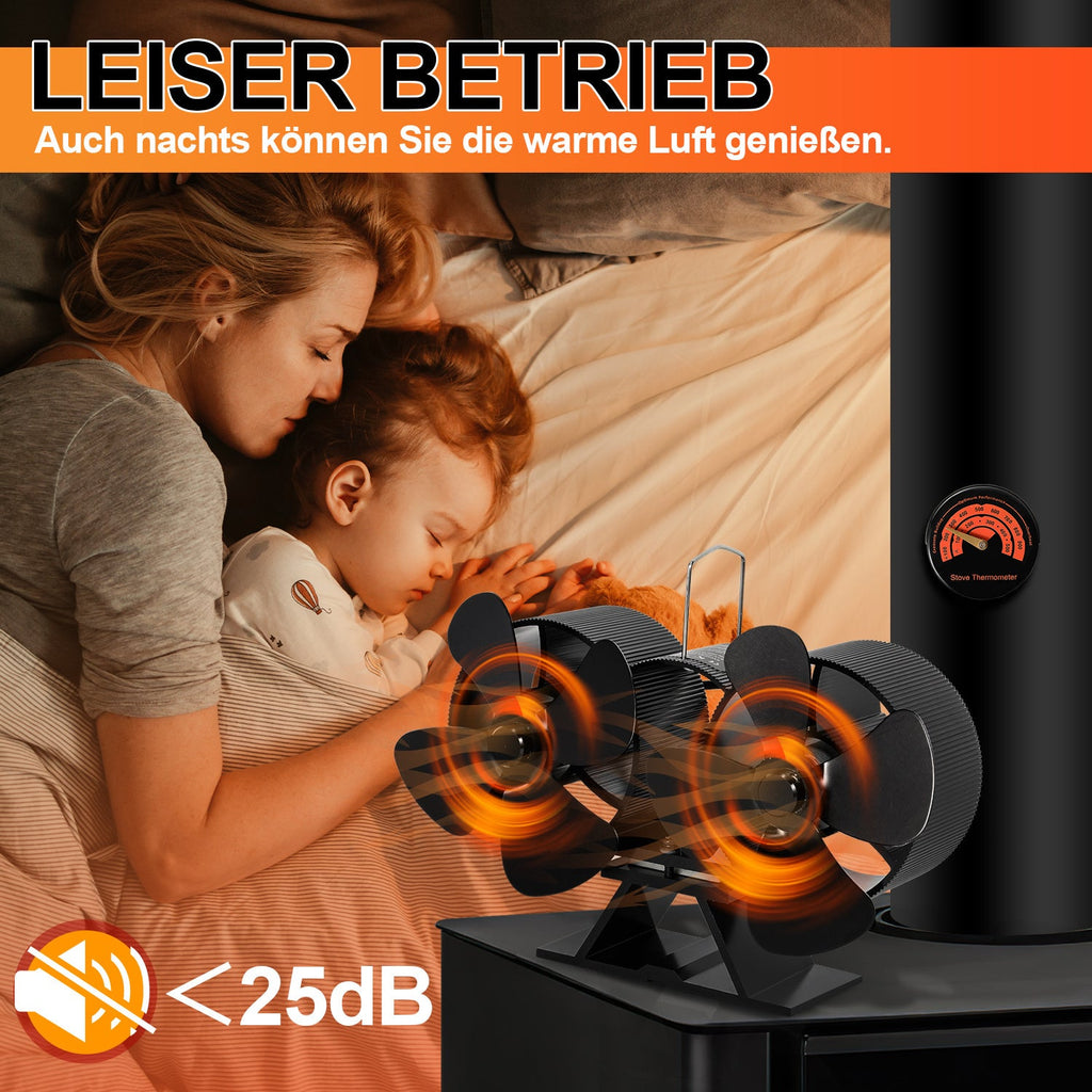 Cosmo Go 8 Blättern Kaminventilator mit Thermometer