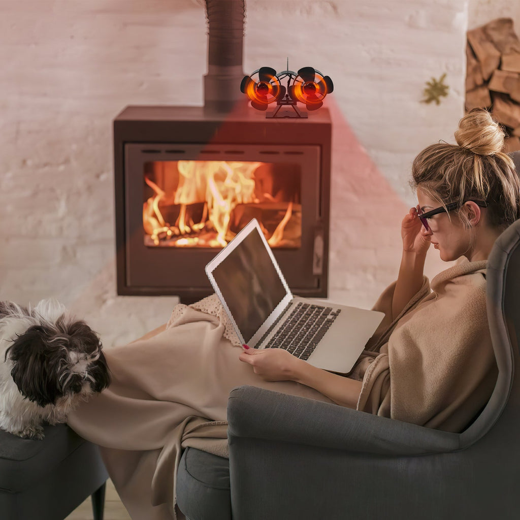 Cosmo Go 8 Blättern Kaminventilator mit Thermometer