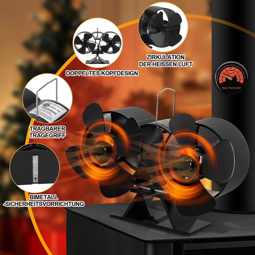 Cosmo Go 8 Blättern Kaminventilator mit Thermometer