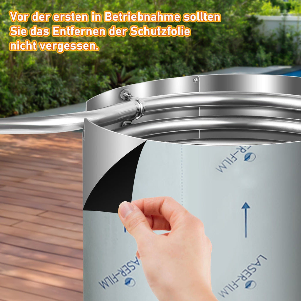 Cosmo Go Poolheizung Brennholz Feuer Feuertonne Edelstahl