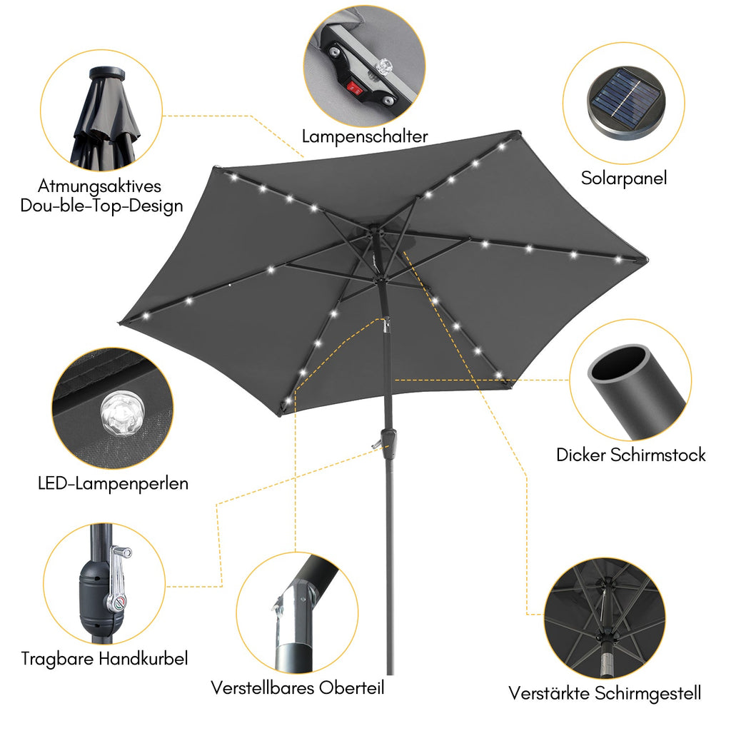 Cosmo Go Sonnenschirm 2.7m Winkelverstellbar mit/ohne LED