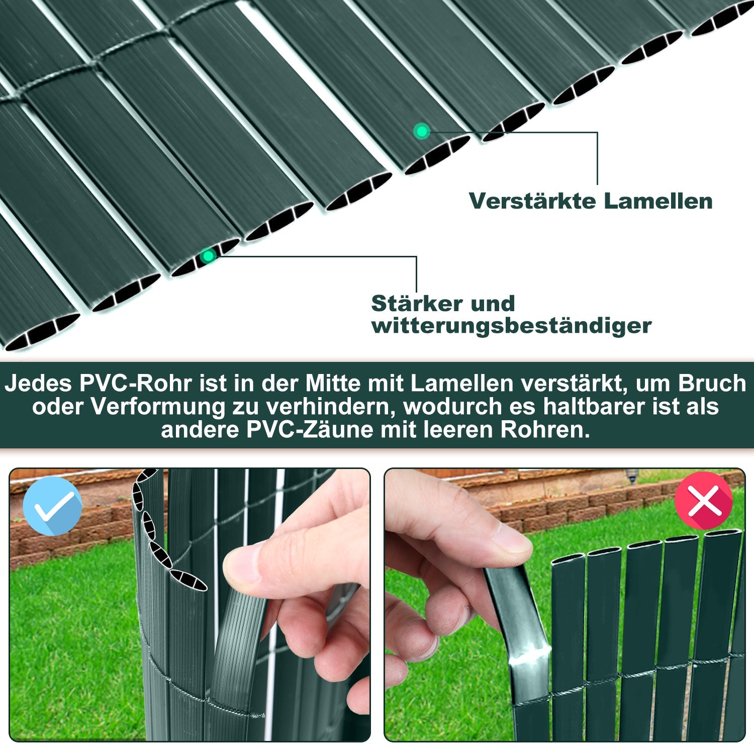 Cosmo Go PVC Sichtschutzmatte mit Kabelbindern Doppelte Verstärkung