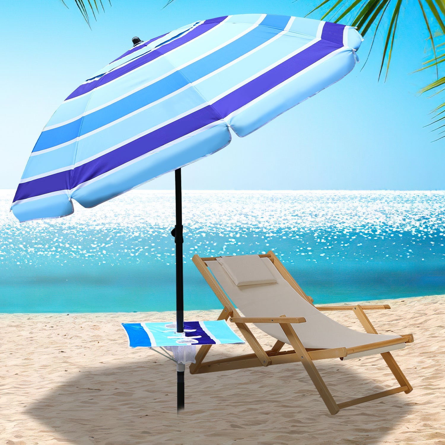 Cosmo Go Strandschirm Sonnenschirm Ø 213cm mit Tisch