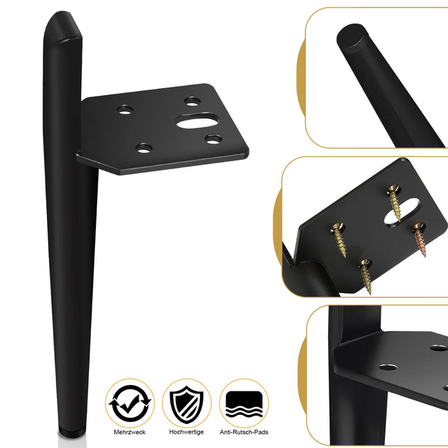 Cosmo Go 4er Set Metall Möbelfüße Schrankfüße Schwarz Main Image