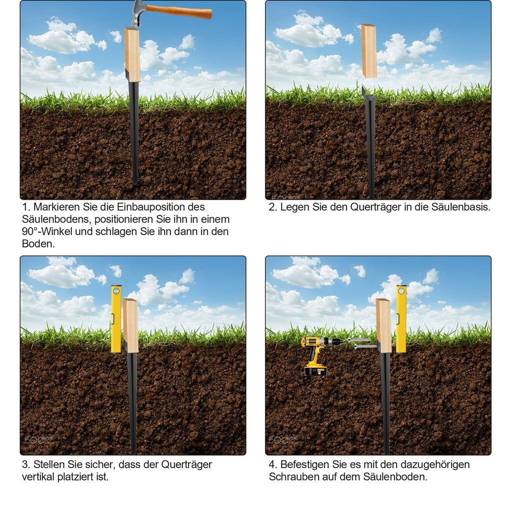 Cosmo Go Bodenhülse Einschlaghülse für Holzpfosten L
