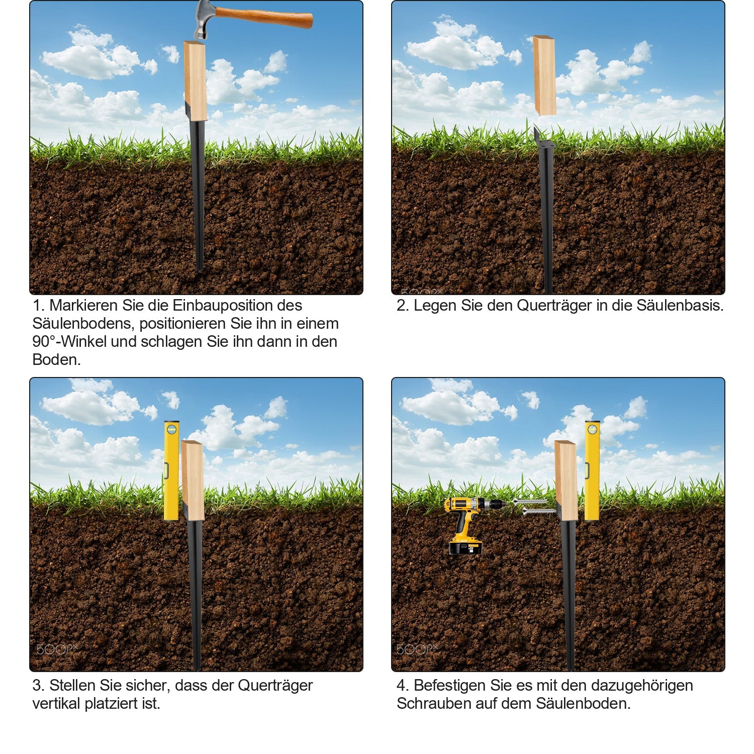 Cosmo Go Bodenhülse Einschlaghülse für Holzpfosten L