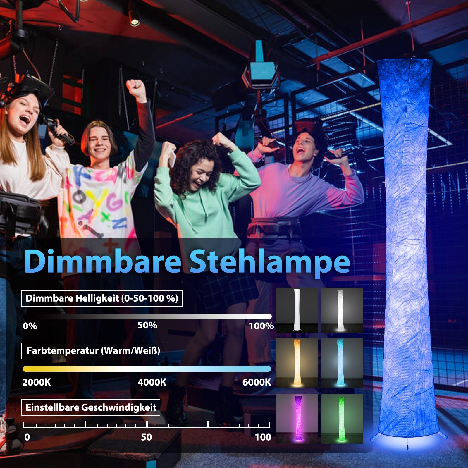 Cosmo Go LED Stehlampe Dimmbar RGB mit Fernbedienung APP