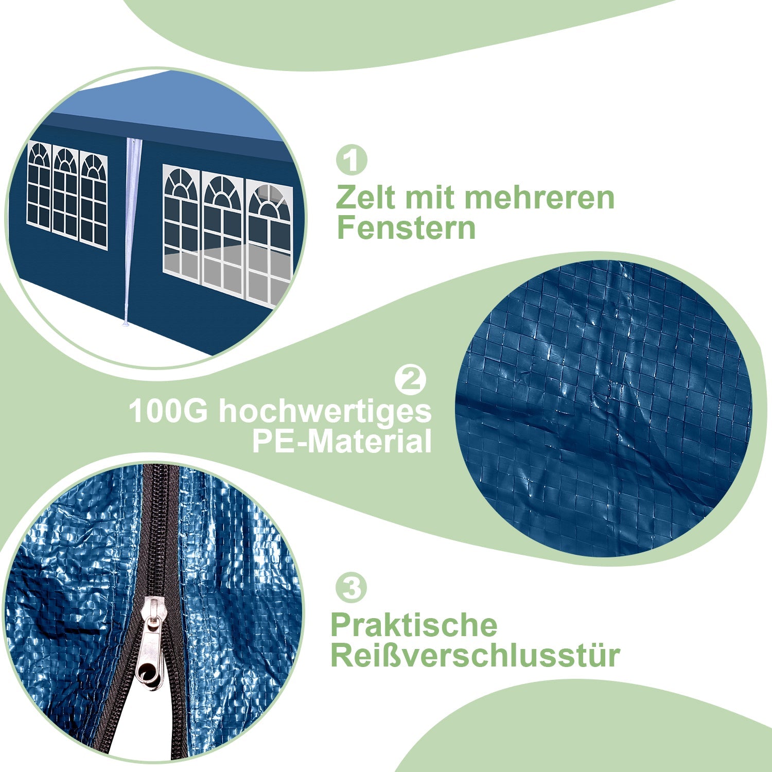 Cosmo Go Pavillon 3x3m Partyzelt Wasserdicht mit Seitenteilen