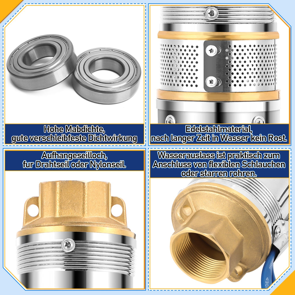 Cosmo Go Tiefbrunnenpumpe für Gartenbewässerung Edelstahl
