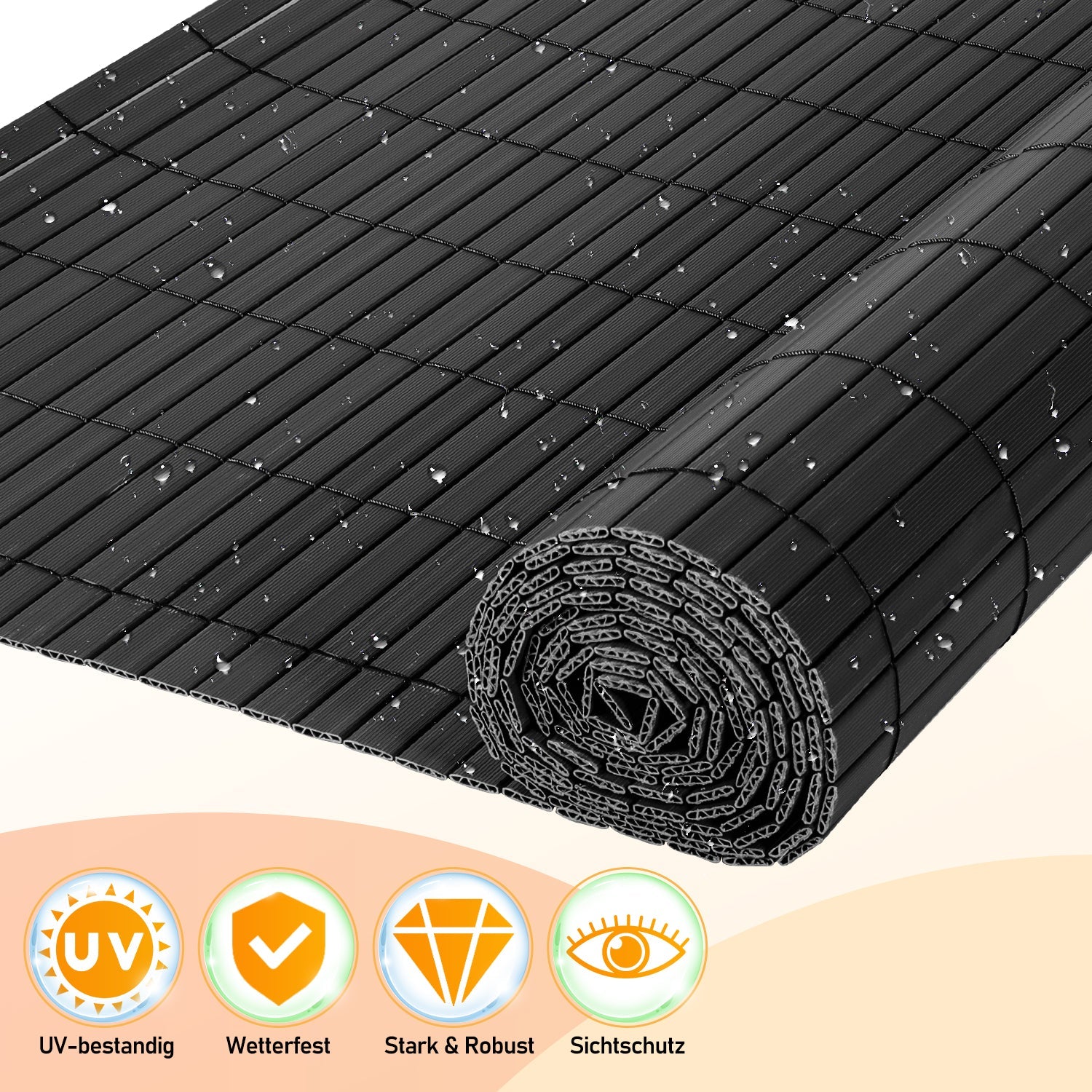 Cosmo Go PVC Sichtschutzmatte mit Kabelbindern W-Struktur Verstärkung