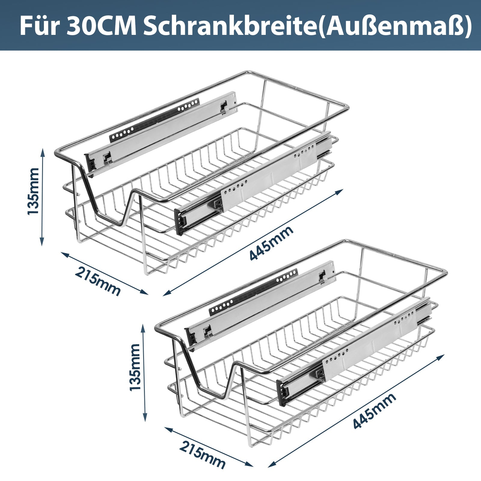 Cosmo Go Küchenschublade Teleskopschublade Metall 2 Stück
