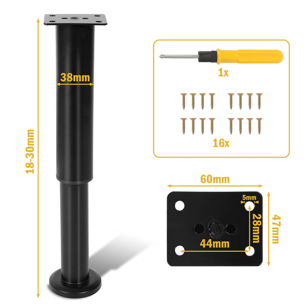 Cosmo Go 4er Set Möbelfüße Höhenverstellbar 12-18cm/18-30cm