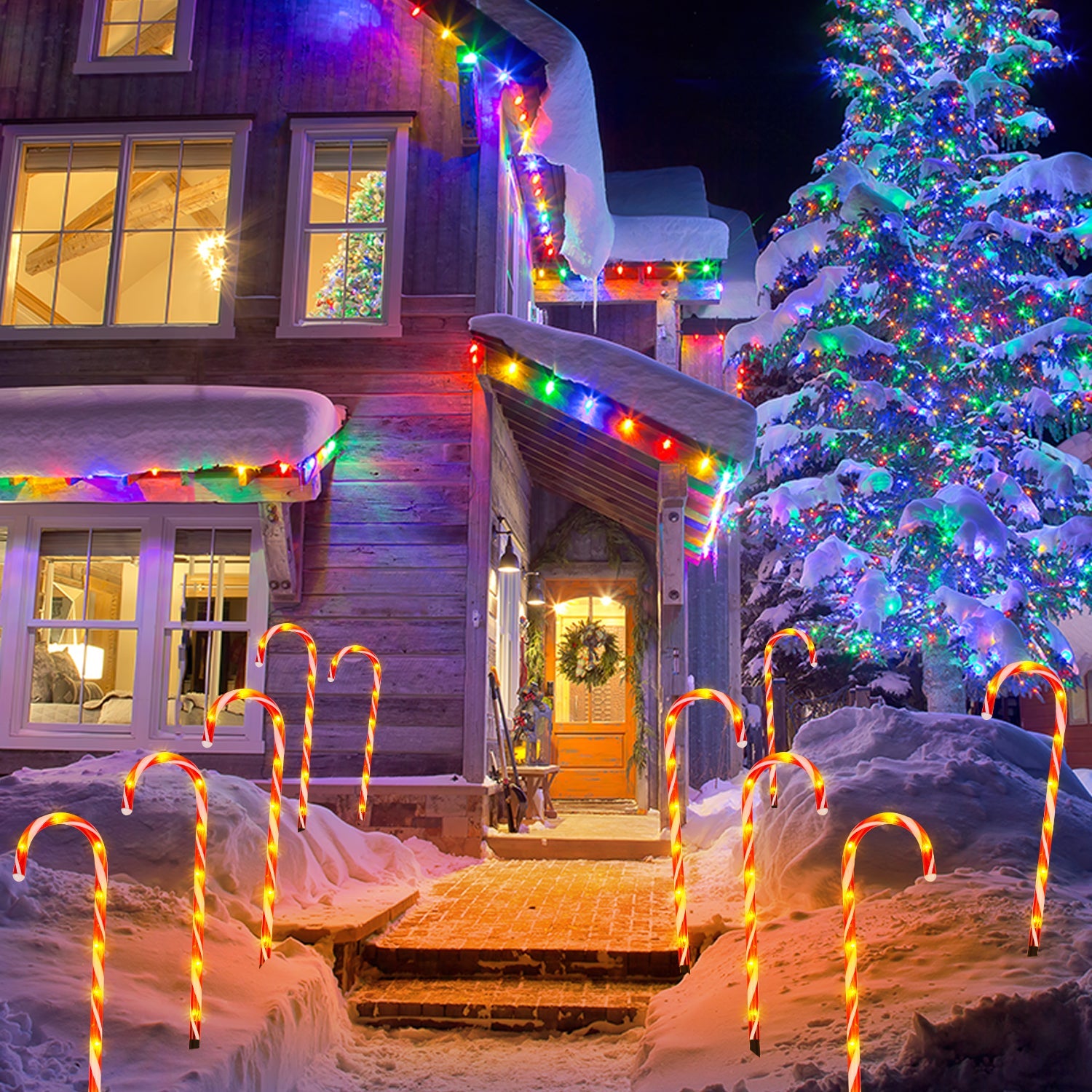 Cosmo Go 4x LED Zuckerstangen Weihnachtsdeko Außenleuchte