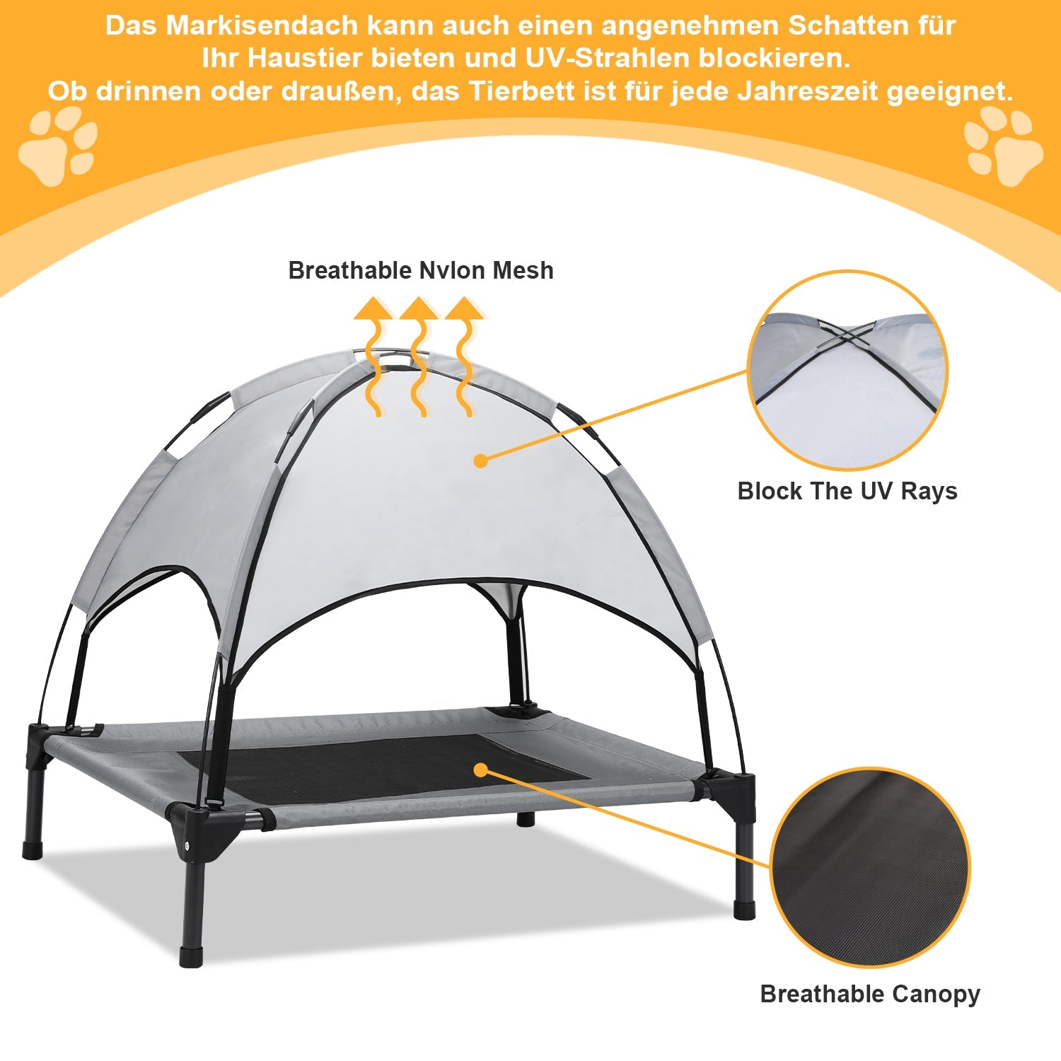Cosmo Go Haustierbett mit Baldachin für Indoor & Outdoor