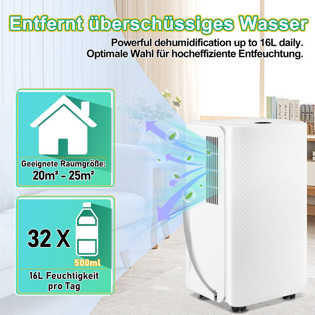 Cosmo Go Luftentfeuchter 16L mit Timerfunktion, Wäschetrockungsfunktion, Abtaufunktion