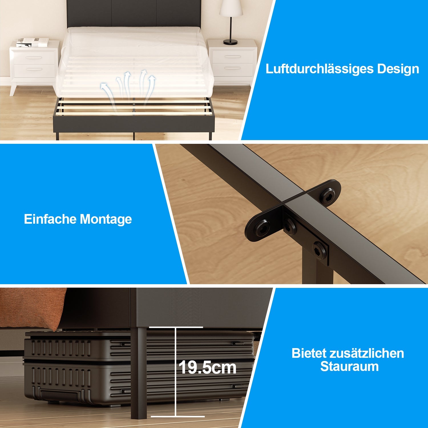 Cosmo Go Polsterbett Bettgestell mit Kopfteil Leder