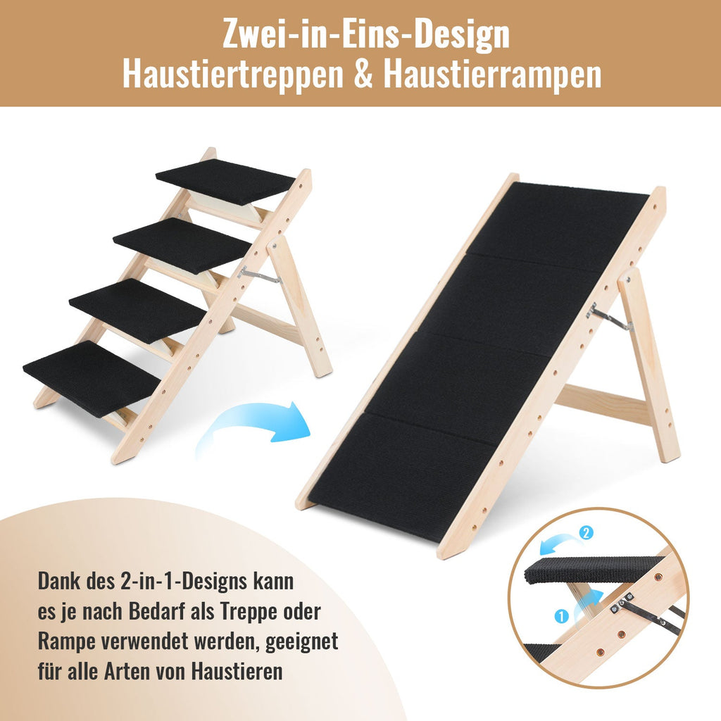 Cosmo Go Hundetreppe 2 in 1 Hunderampe Klappbare 4-Stufig Belastung 80kg