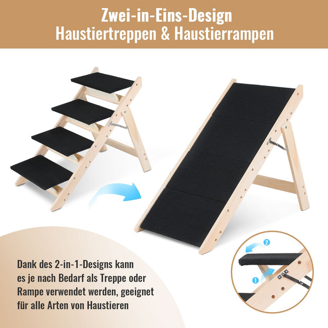 Cosmo Go Hundetreppe 2 in 1 Hunderampe Klappbare 4-Stufig Belastung 80kg Main Image