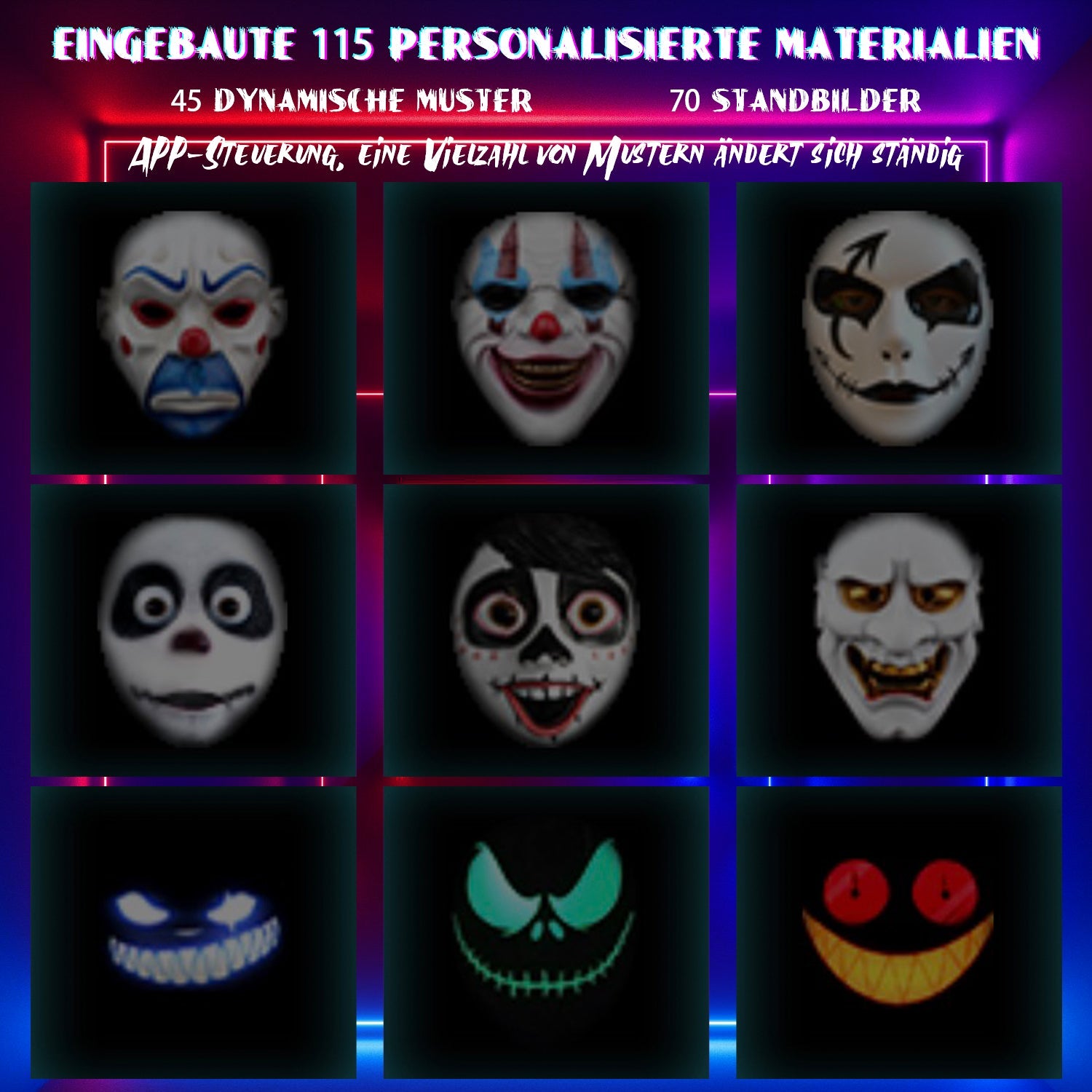 Cosmo Go LED Maske Party Halloween APP-Steuerung