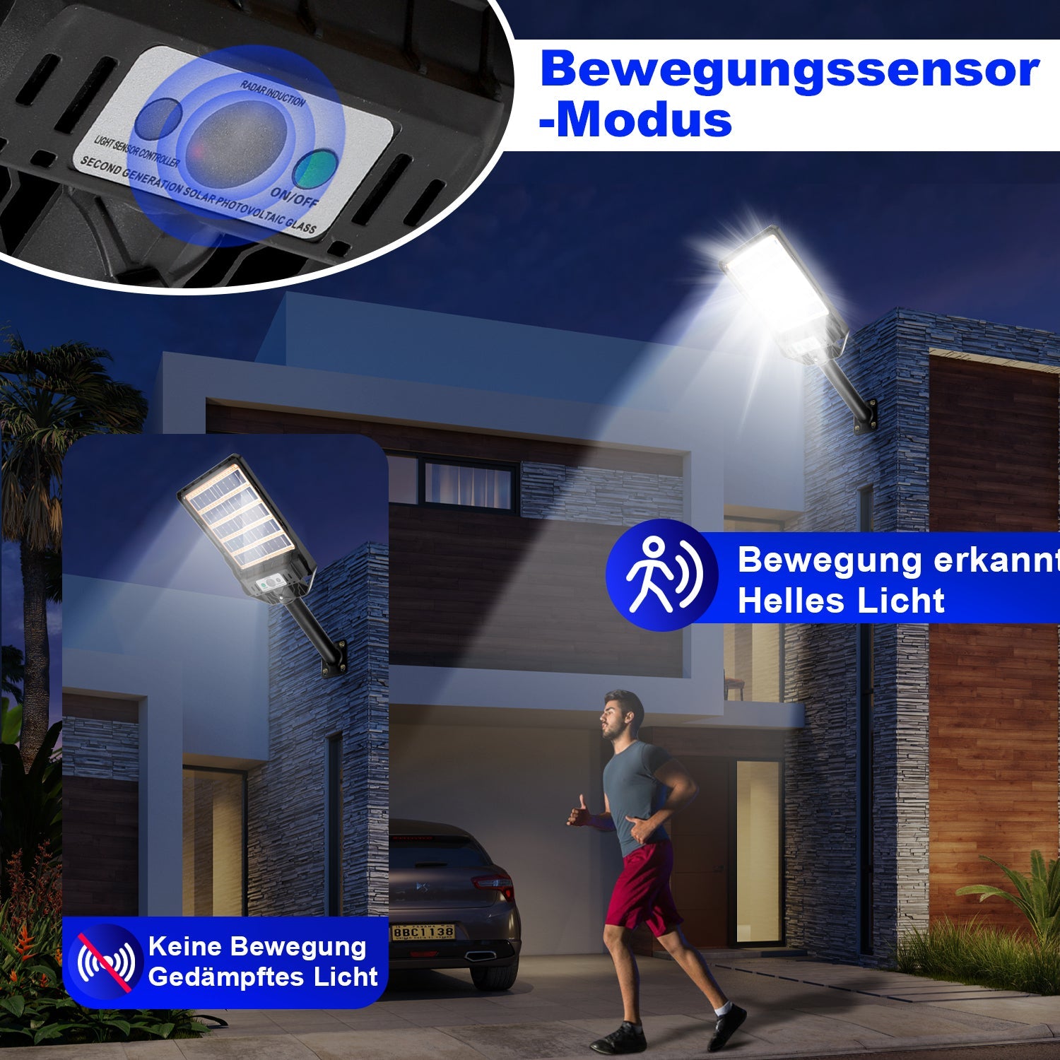 Cosmo Go Solarlampen Straßenlaterne mit Bewegungssensor 300W/400W