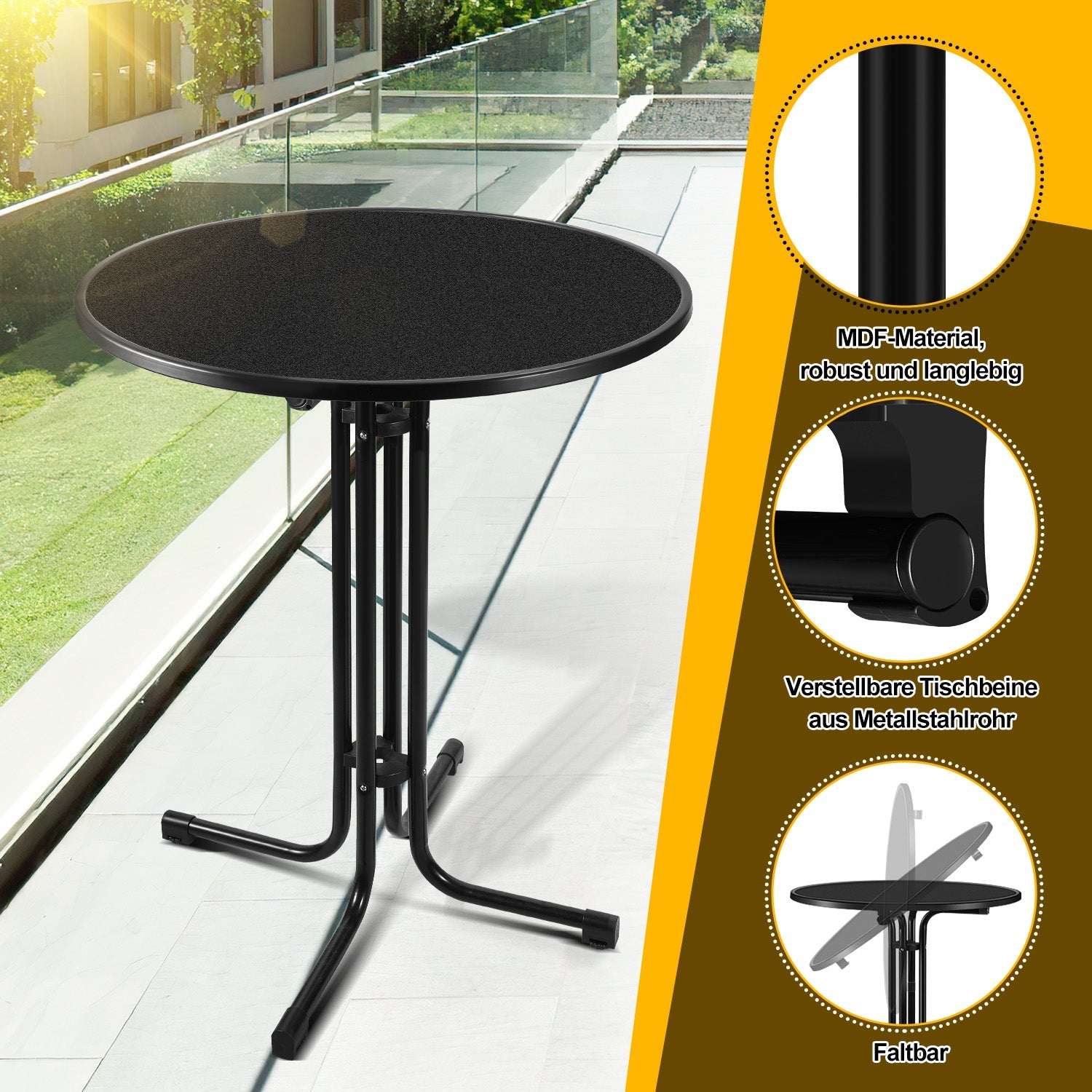 Cosmo Go Stehtisch klappbar Ø80cm mit Husse