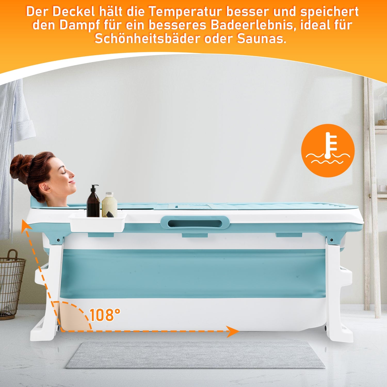 Cosmo Go Faltbare Badewanne mit Abdeckung