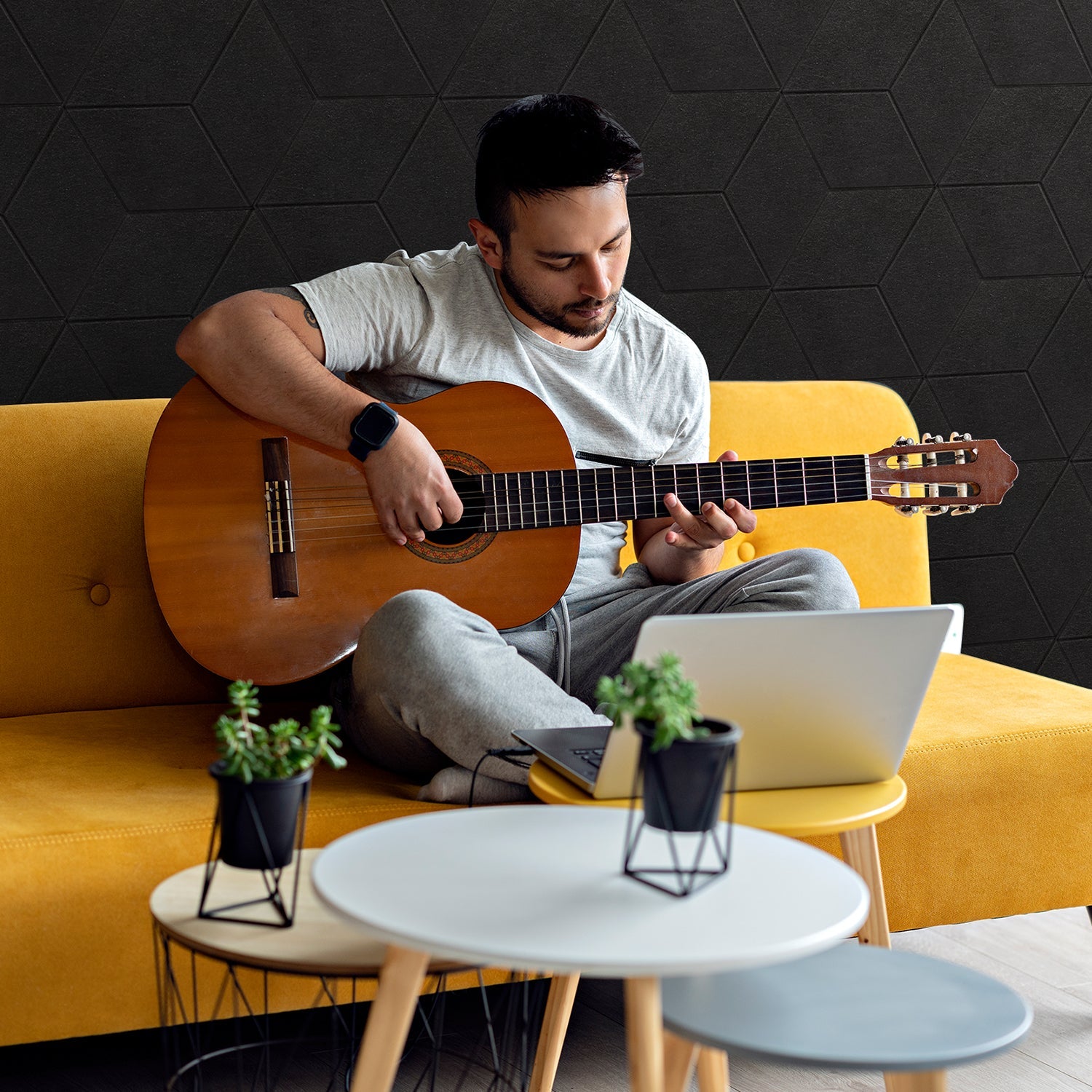 Cosmo Go Akustikplatten Wandpaneele Selbstklebend 12/18 Stück Hexagonal Kerben