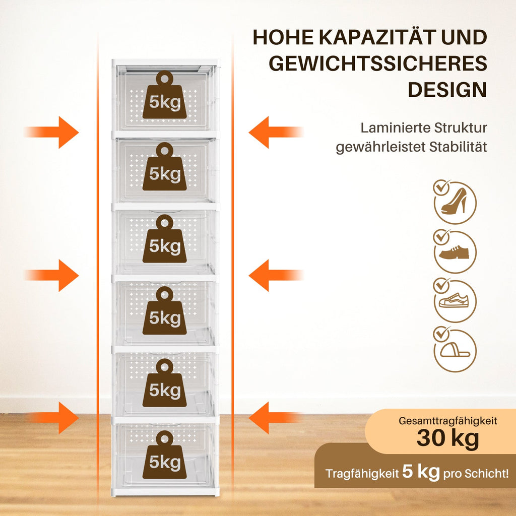 Cosmo Go 6 Ebenen Schuhboxen Aufbewahrungsbox Stapelbar