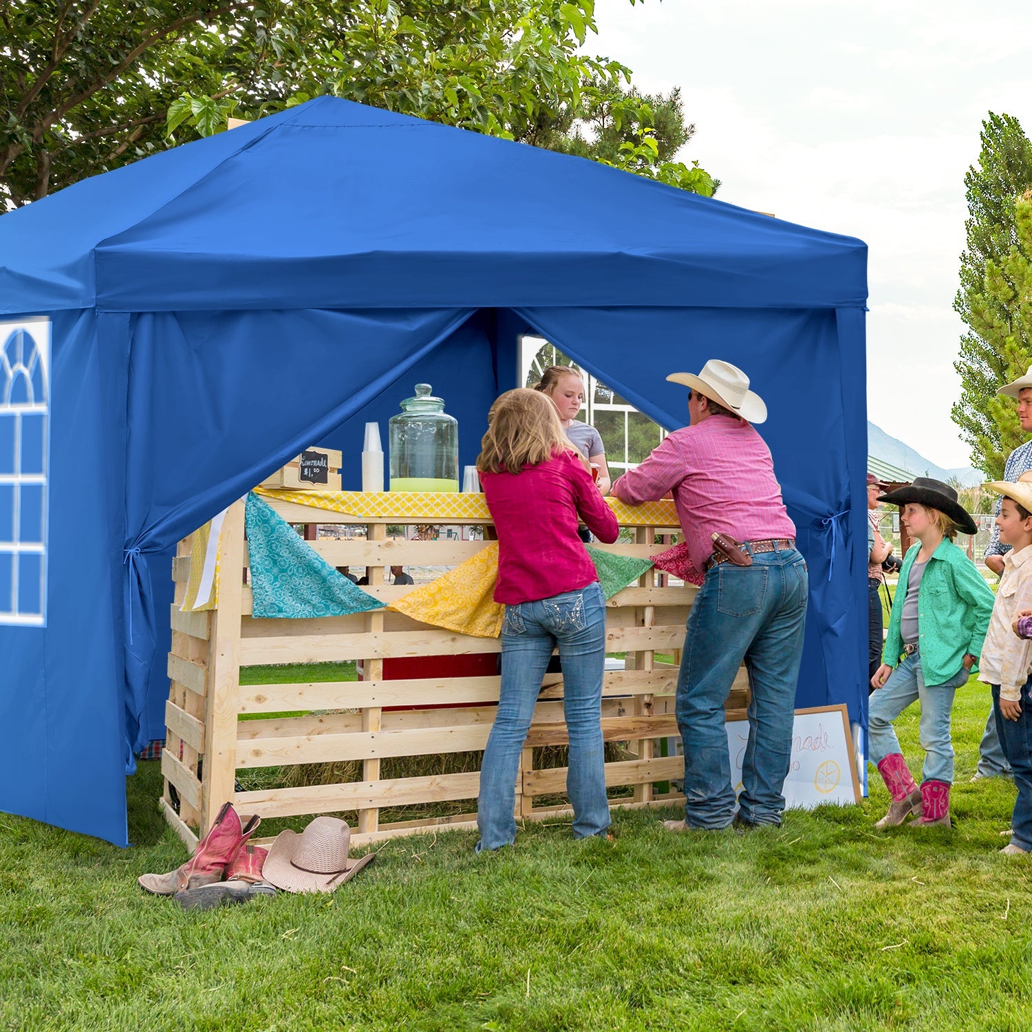Cosmo Go Pop-Up Pavillon Gazebo mit Zentralverriegelung 3x3m mit Seiten