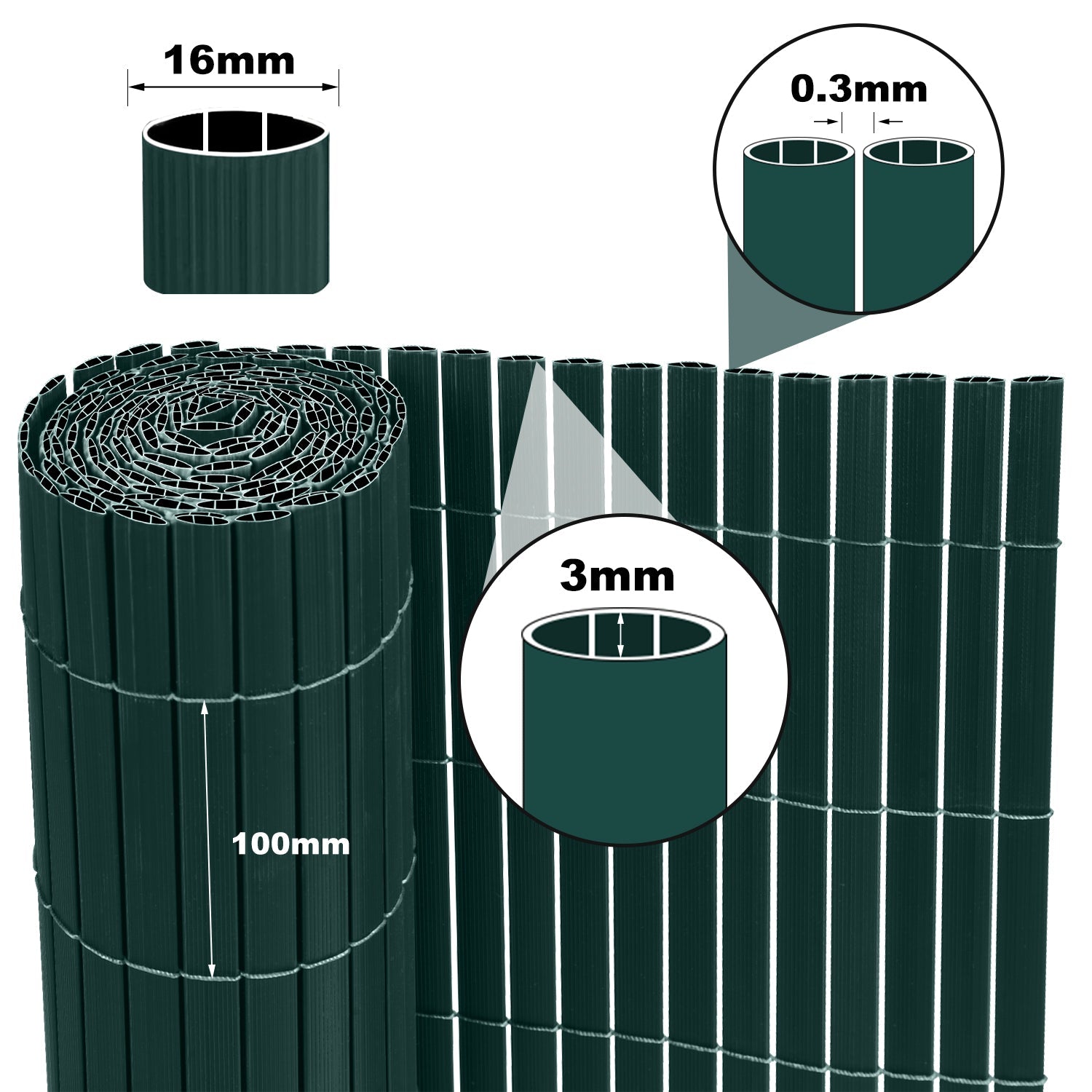 Cosmo Go PVC Sichtschutzmatte mit Kabelbindern Doppelte Verstärkung