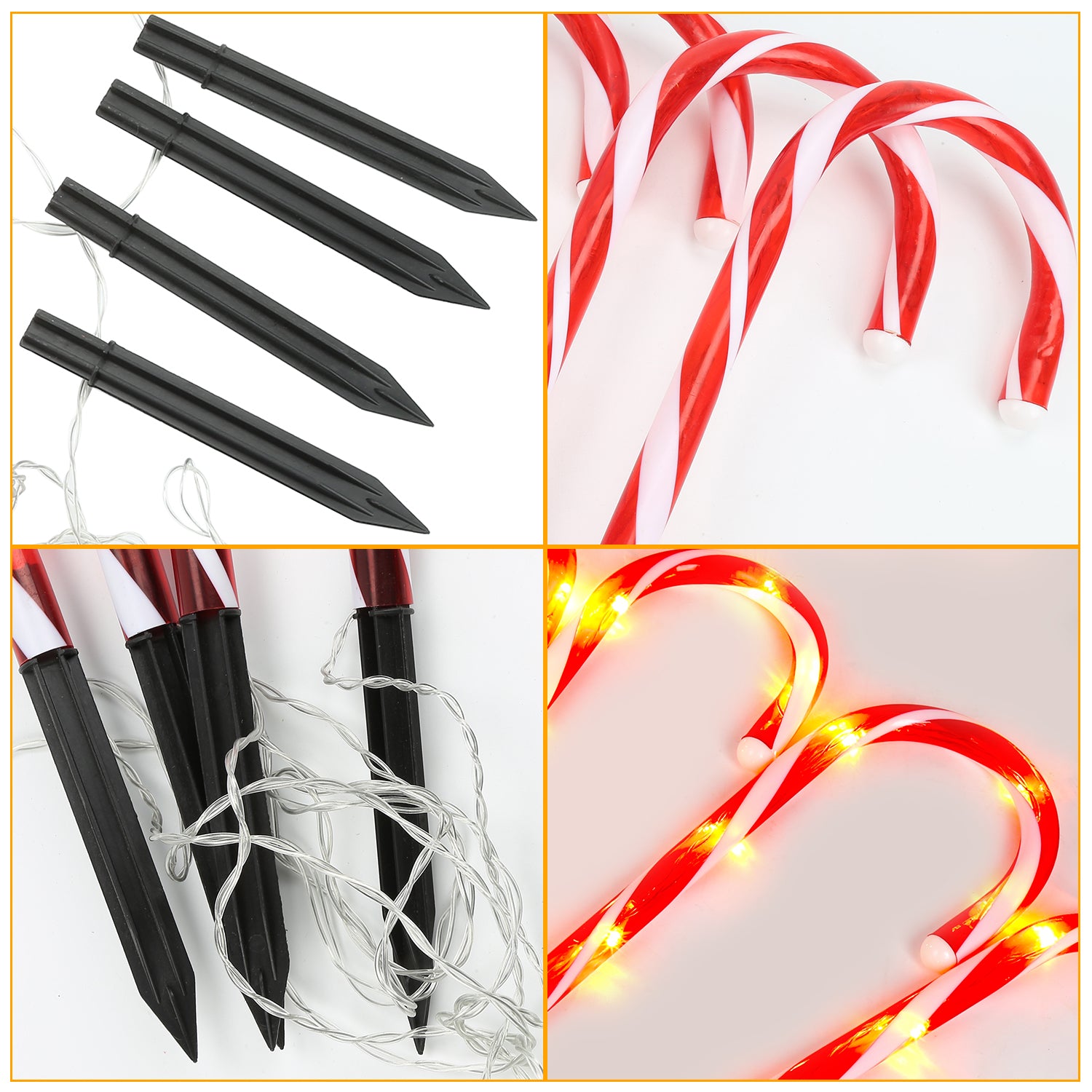 Cosmo Go 4x LED Zuckerstangen Weihnachtsdeko Außenleuchte