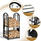 Cosmo Go Doppelstöckiges Kaminholzregal mit 4 Kaminwerkzeug