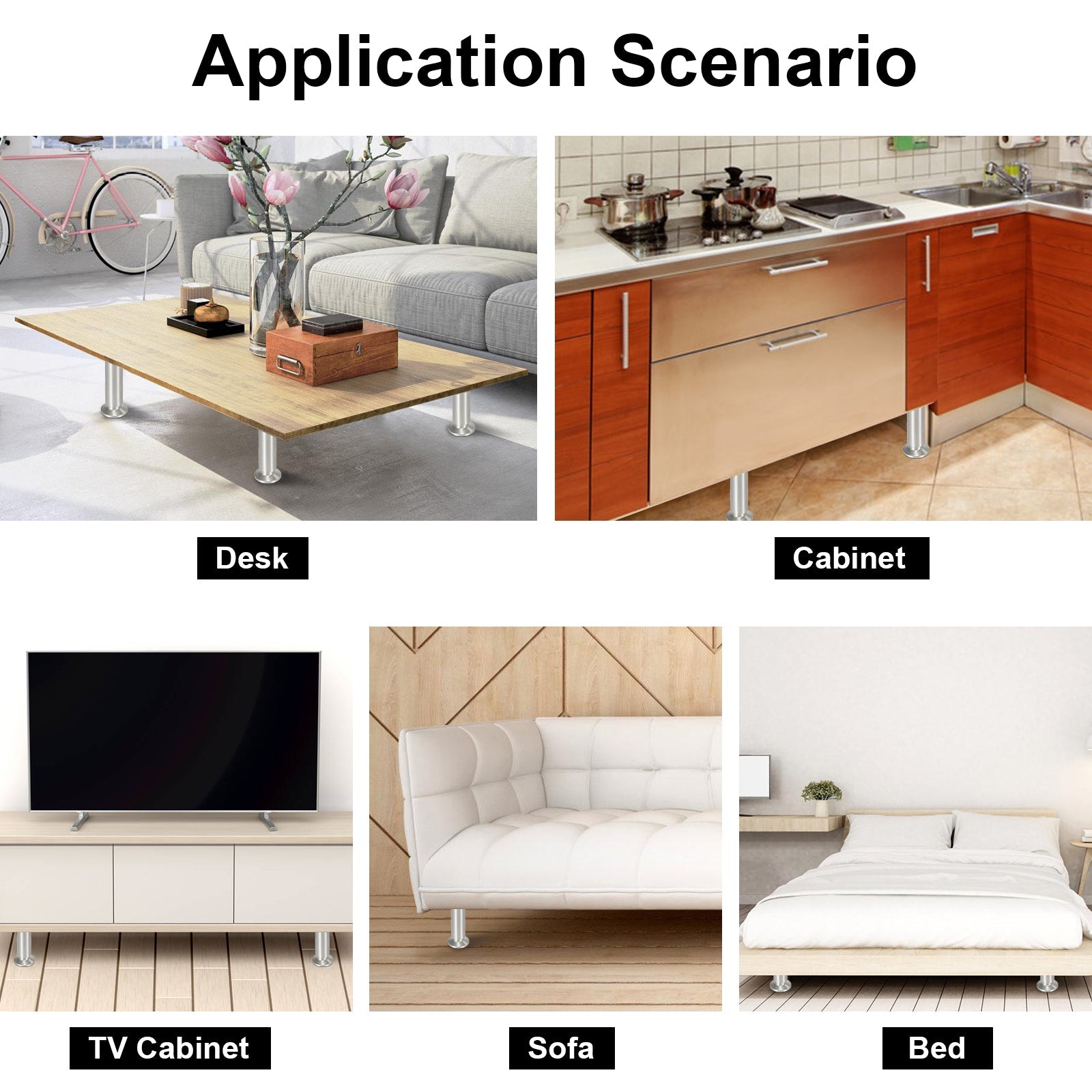 Cosmo Go 4er Set Möbelfüße Aluminium Höhenverstellbar