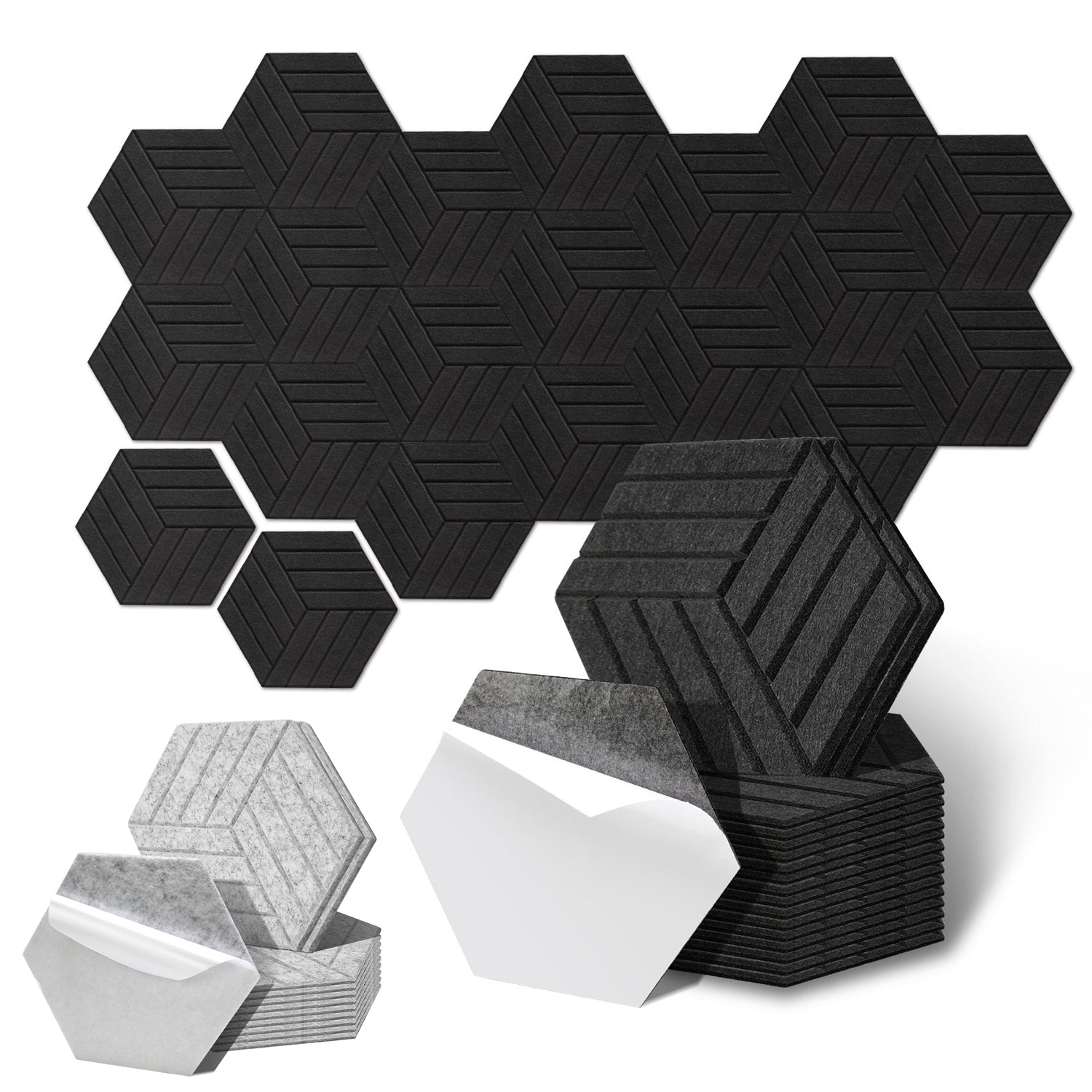 Cosmo Go Akustikplatten Wandpaneele Selbstklebend 12/18 Stück Hexagonal Schlieren