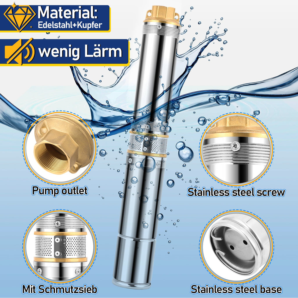 Cosmo Go Tiefbrunnenpumpe für Gartenbewässerung Edelstahl