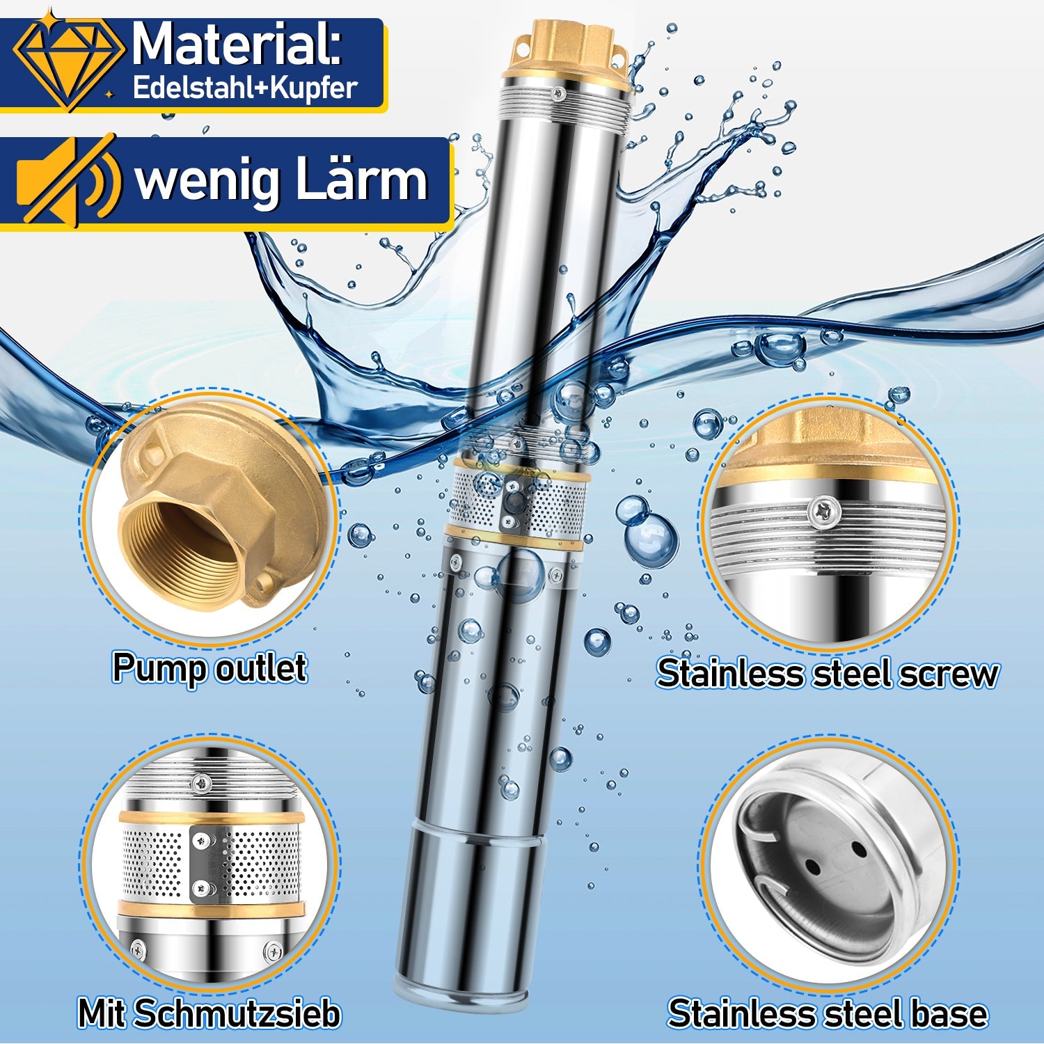 Cosmo Go Tiefbrunnenpumpe für Gartenbewässerung Edelstahl