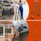 Cosmo Go 5M Alu Teleskopleiter Klappleiter mit Rädern und Dreiecksstabilisator Schwarz