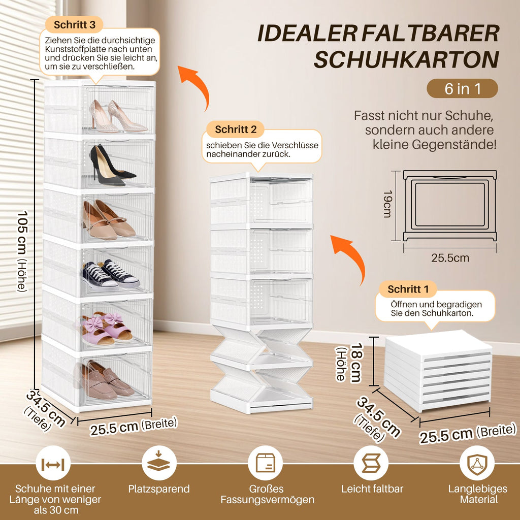 Cosmo Go 6 Ebenen Schuhboxen Aufbewahrungsbox Stapelbar