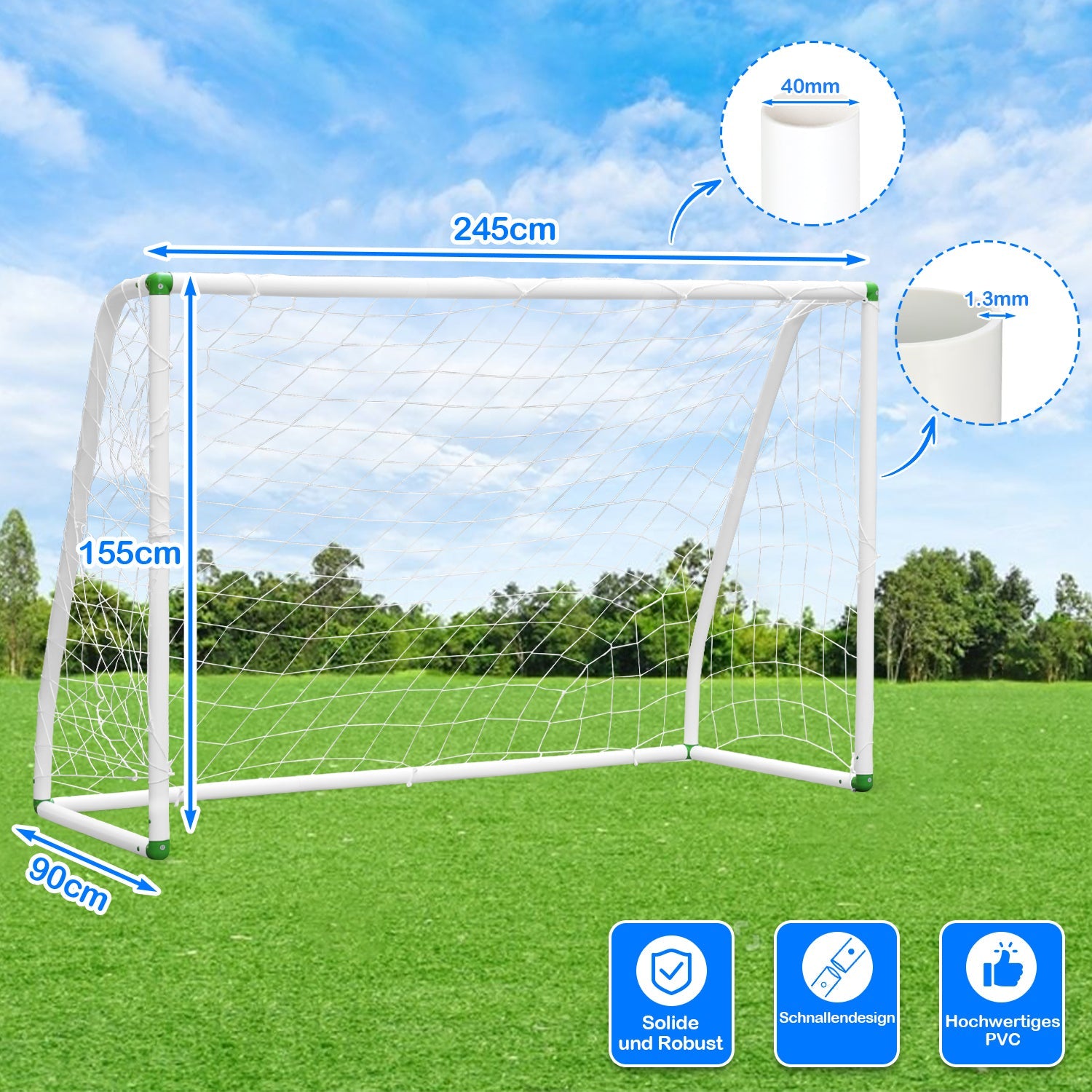 Cosmo Go Fußballtor PVC mit Netz Tragbares