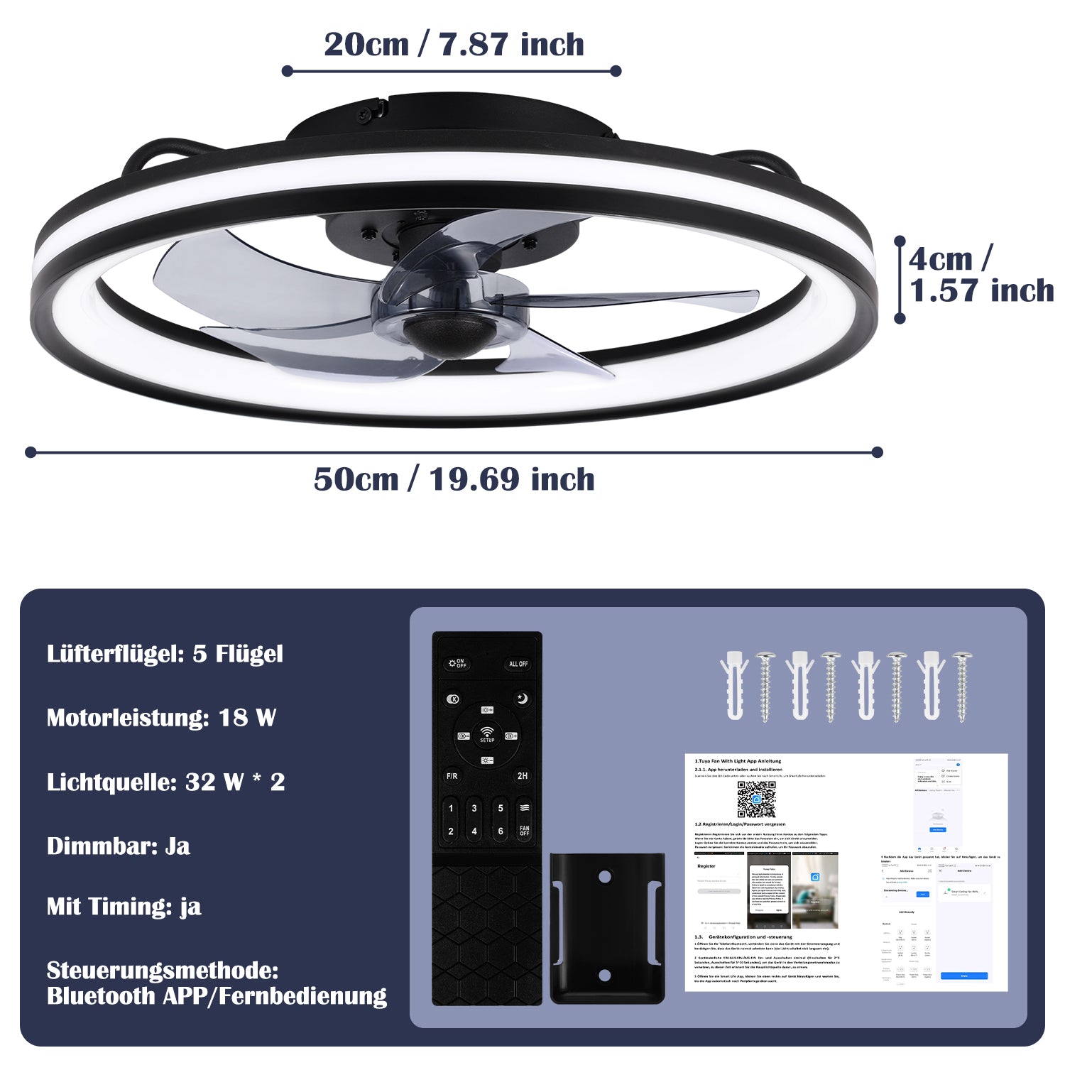 Cosmo Go Deckenventilator Ventilator mit Fernbedienung und Beleuchtung